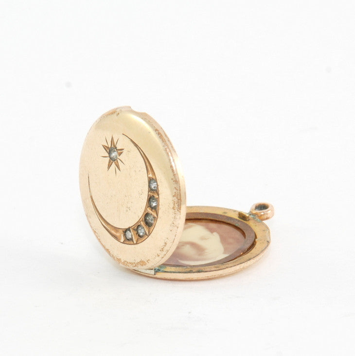 Small Round Moon & Star Vintage Locket