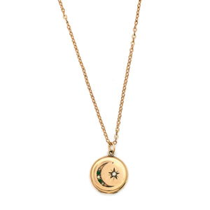 Green & White Crescent Moon & Star Locket