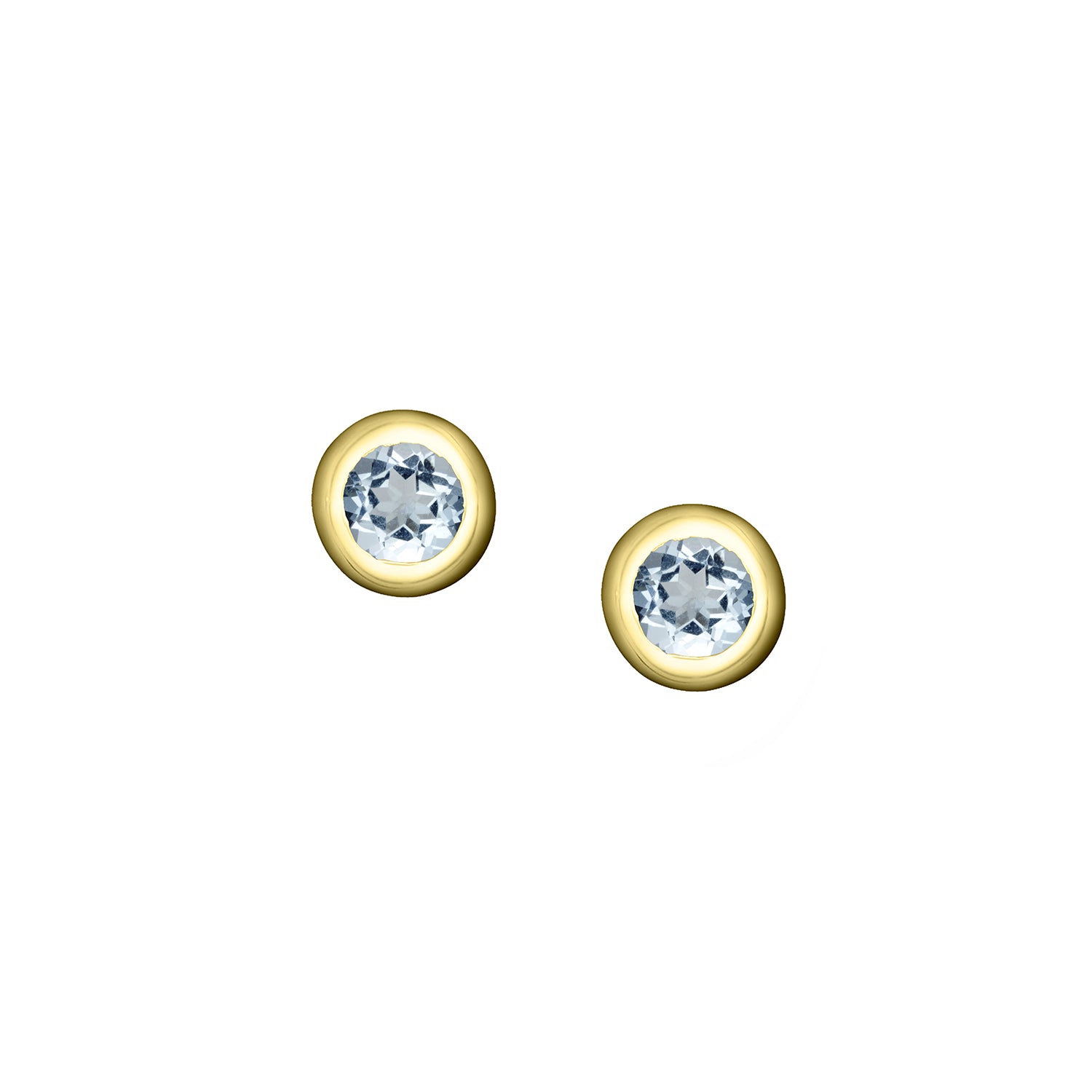 Polished Gold Vermeil Crescent Moon Birthstone Earrings - March / Aquamarine