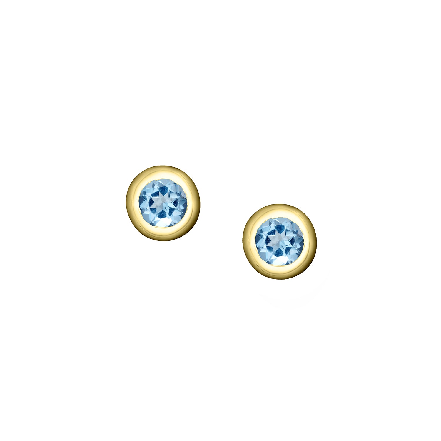 Polished Gold Vermeil Crescent Moon Birthstone Earrings - December / Blue Topaz