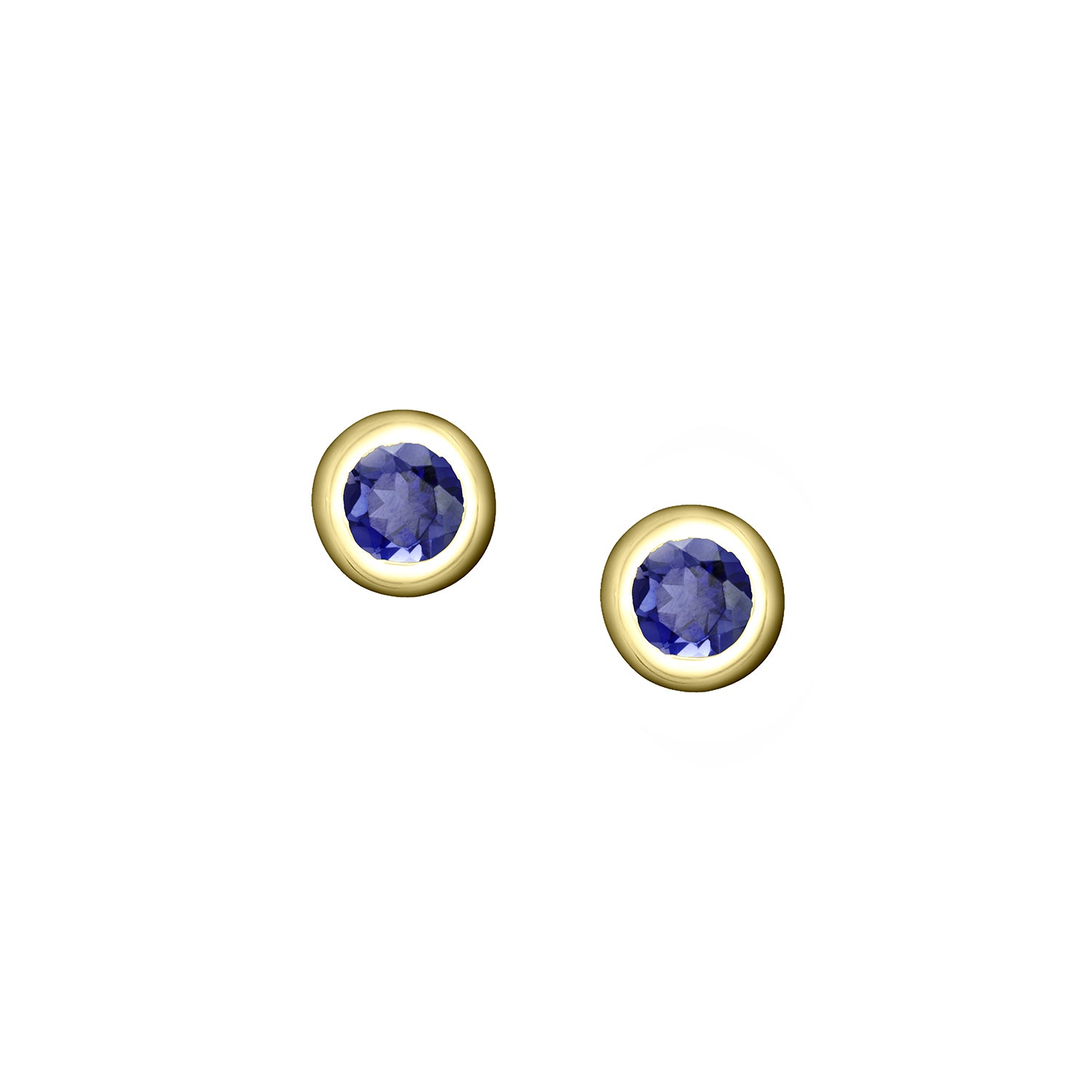 Polished Gold Vermeil Crescent Moon Birthstone Earrings - September / Iolite