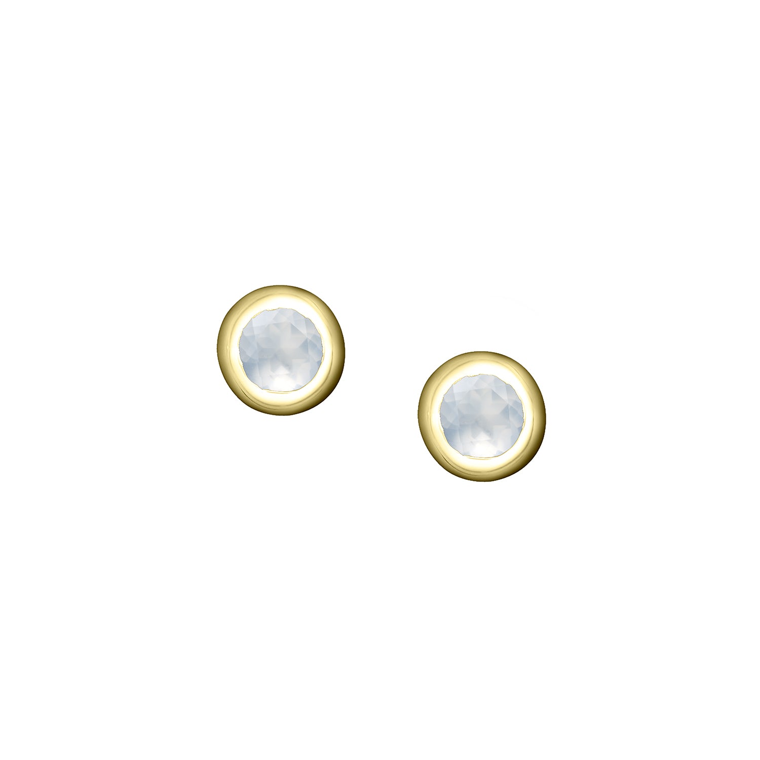 Polished Gold Vermeil Crescent Moon Birthstone Earrings - June / Moonstone