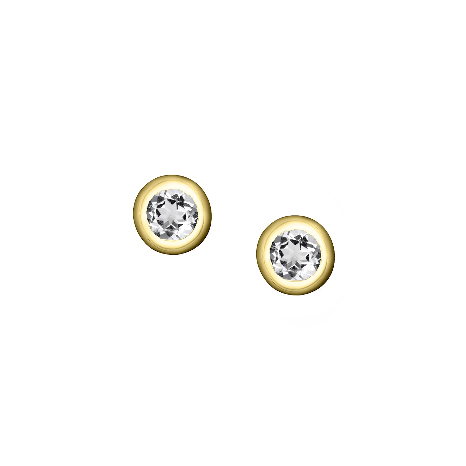 Polished Gold Vermeil Crescent Moon Birthstone Earrings - April / White Sapphire