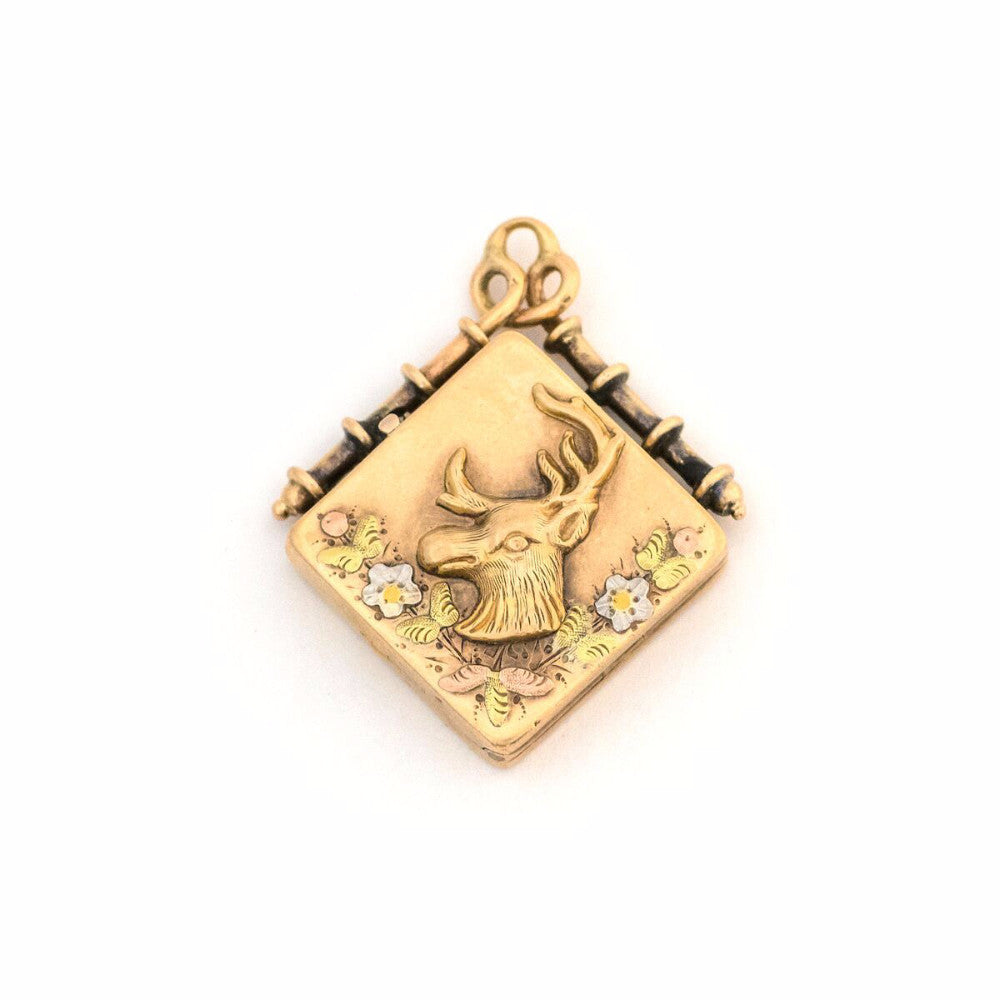 10K Art Nouveau Elk Locket