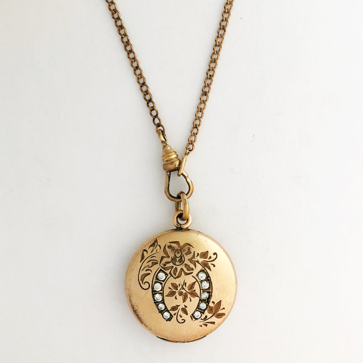 Good Luck Floral Horseshoe Locket