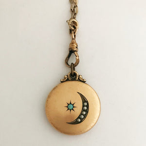 Turquoise Moon and Star Locket