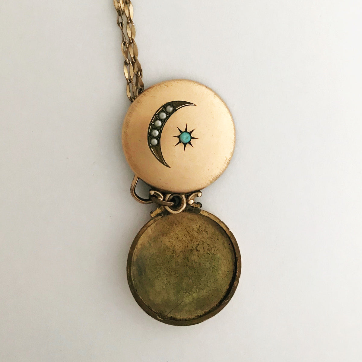 Turquoise Moon and Star Locket