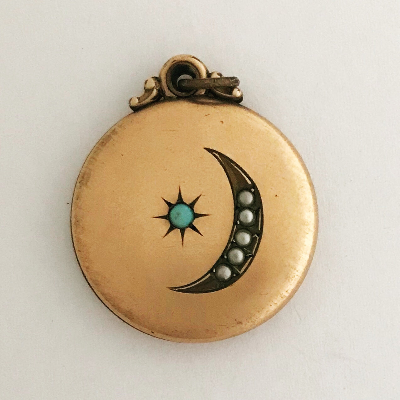 Turquoise Moon and Star Locket