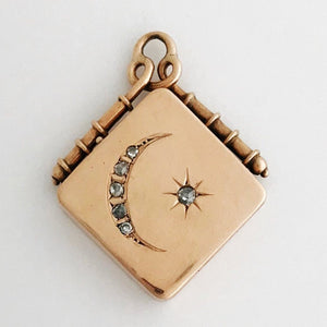 Solid 14K and Diamond Moon and Star Locket