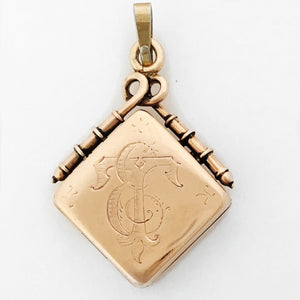 Solid 14K Rose Gold and Diamond Antique Locket