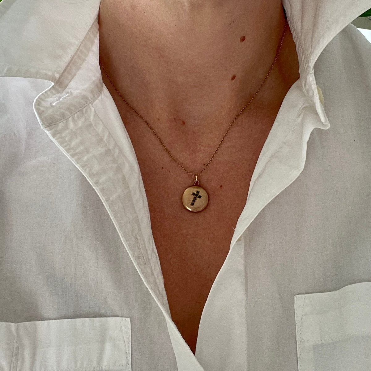 Petite Cross Antique Locket
