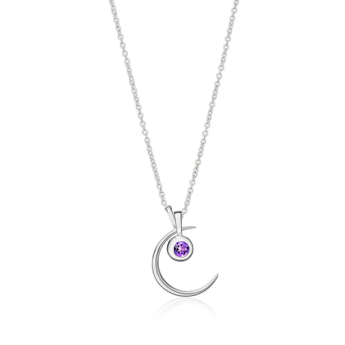 Crescent Moon Birthstone Charm Necklace