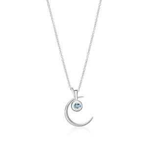 Crescent Moon Birthstone Charm Necklace