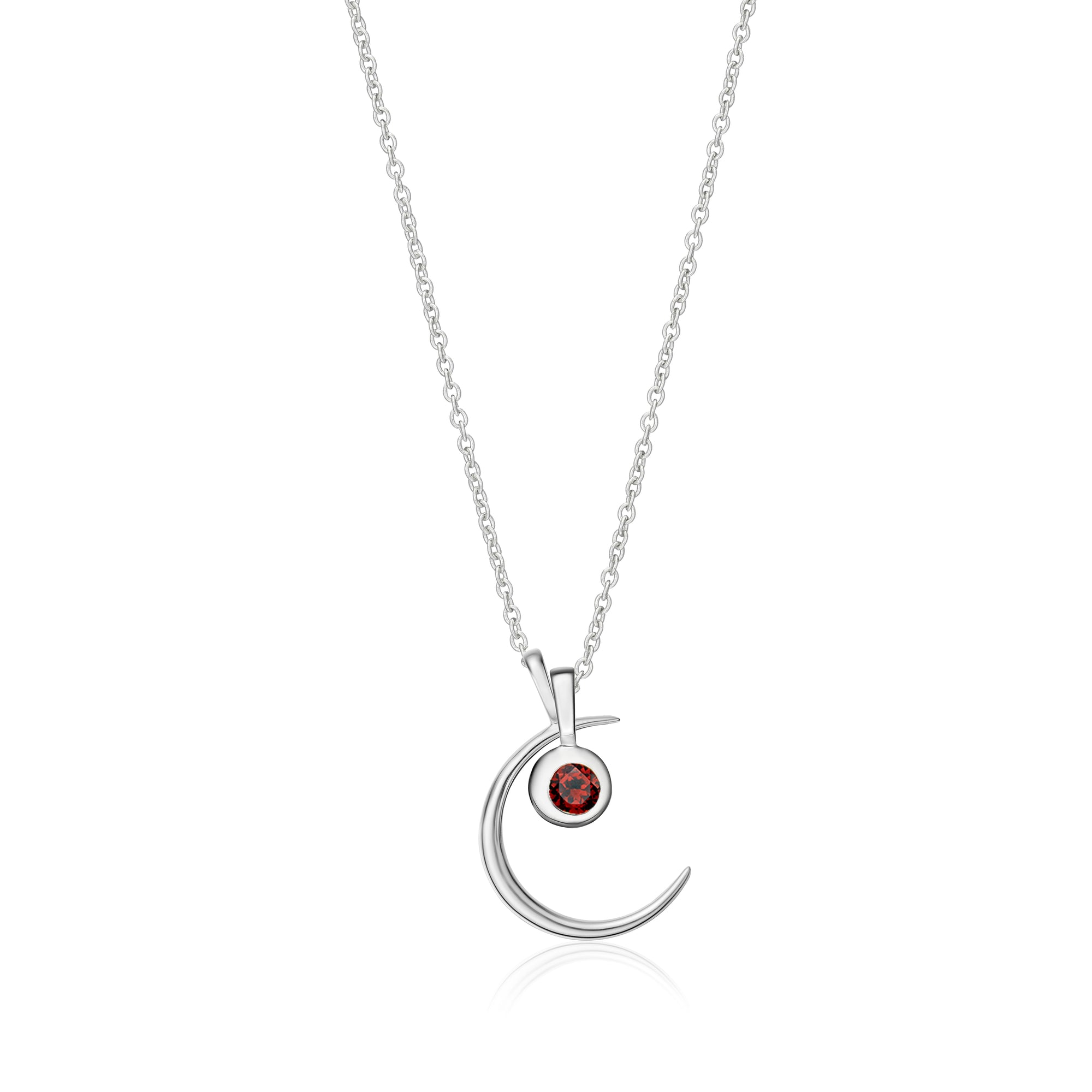 Crescent Moon Birthstone Charm Necklace