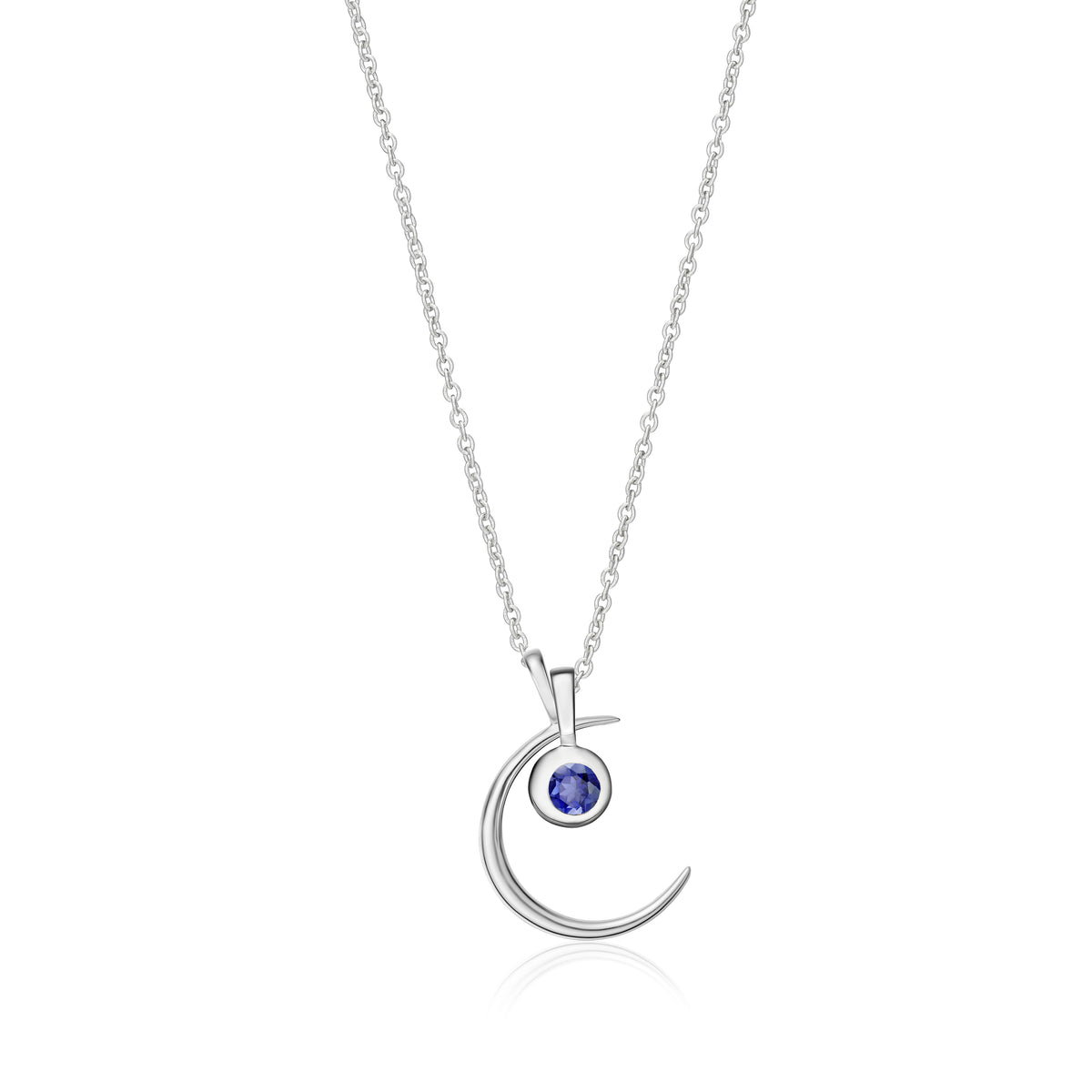 Crescent Moon Birthstone Charm Necklace