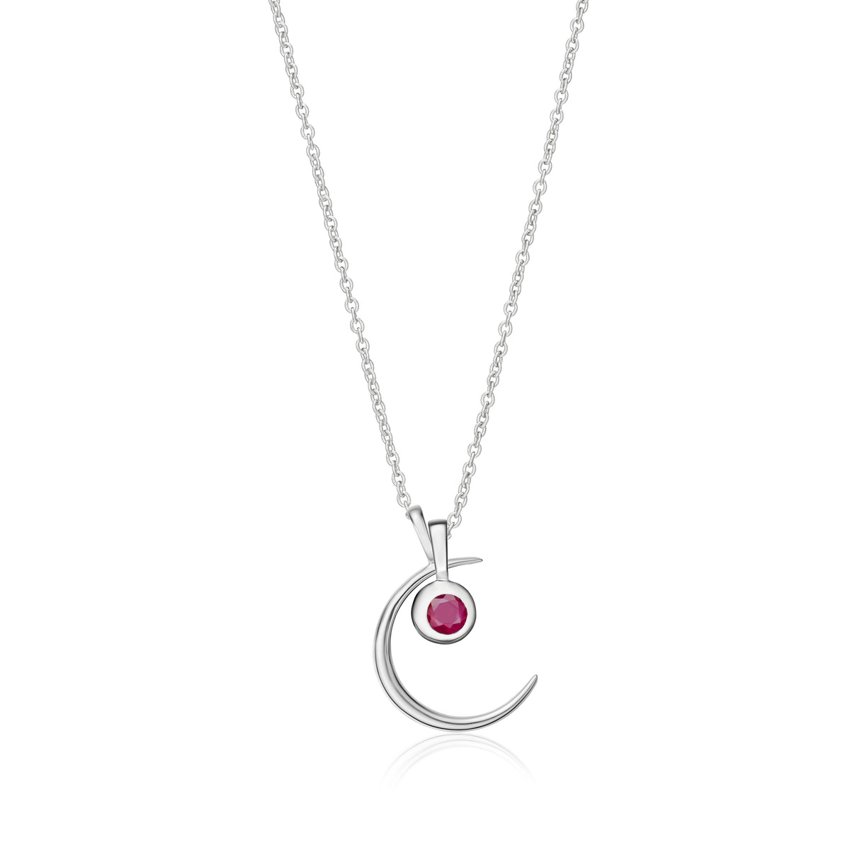 Crescent Moon Birthstone Charm Necklace