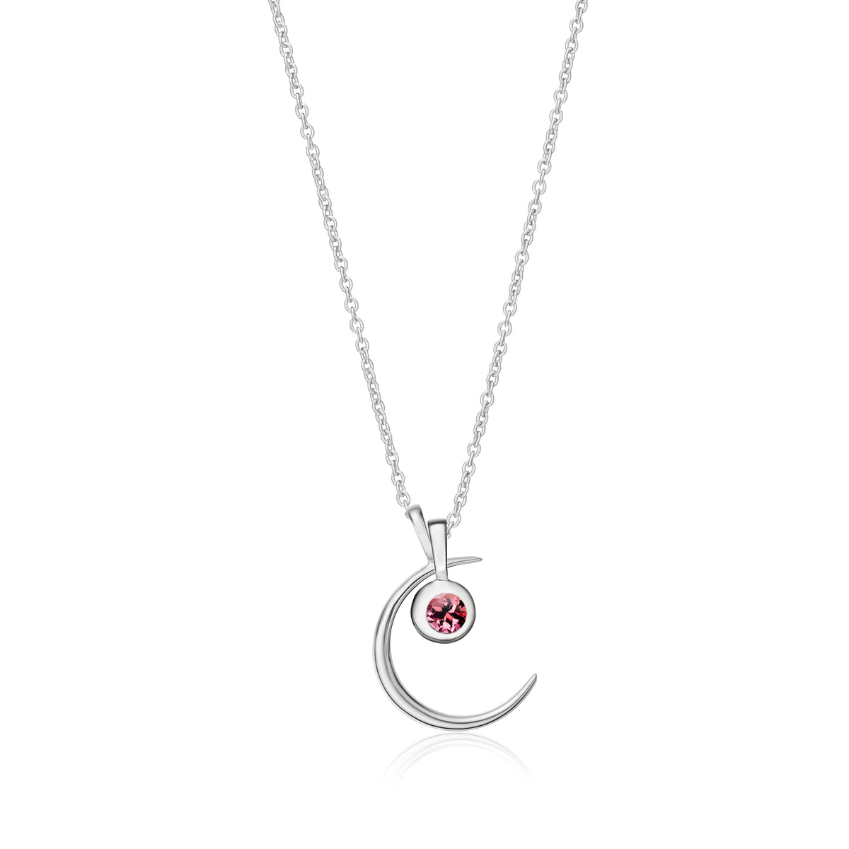 Crescent Moon Birthstone Charm Necklace