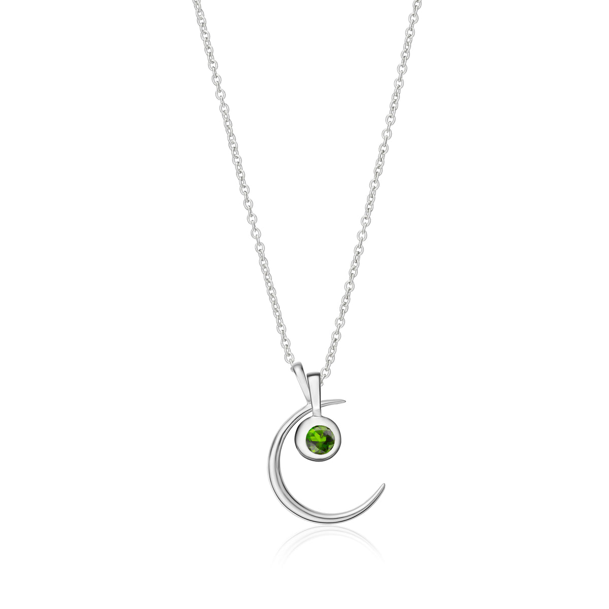 Crescent Moon Birthstone Charm Necklace