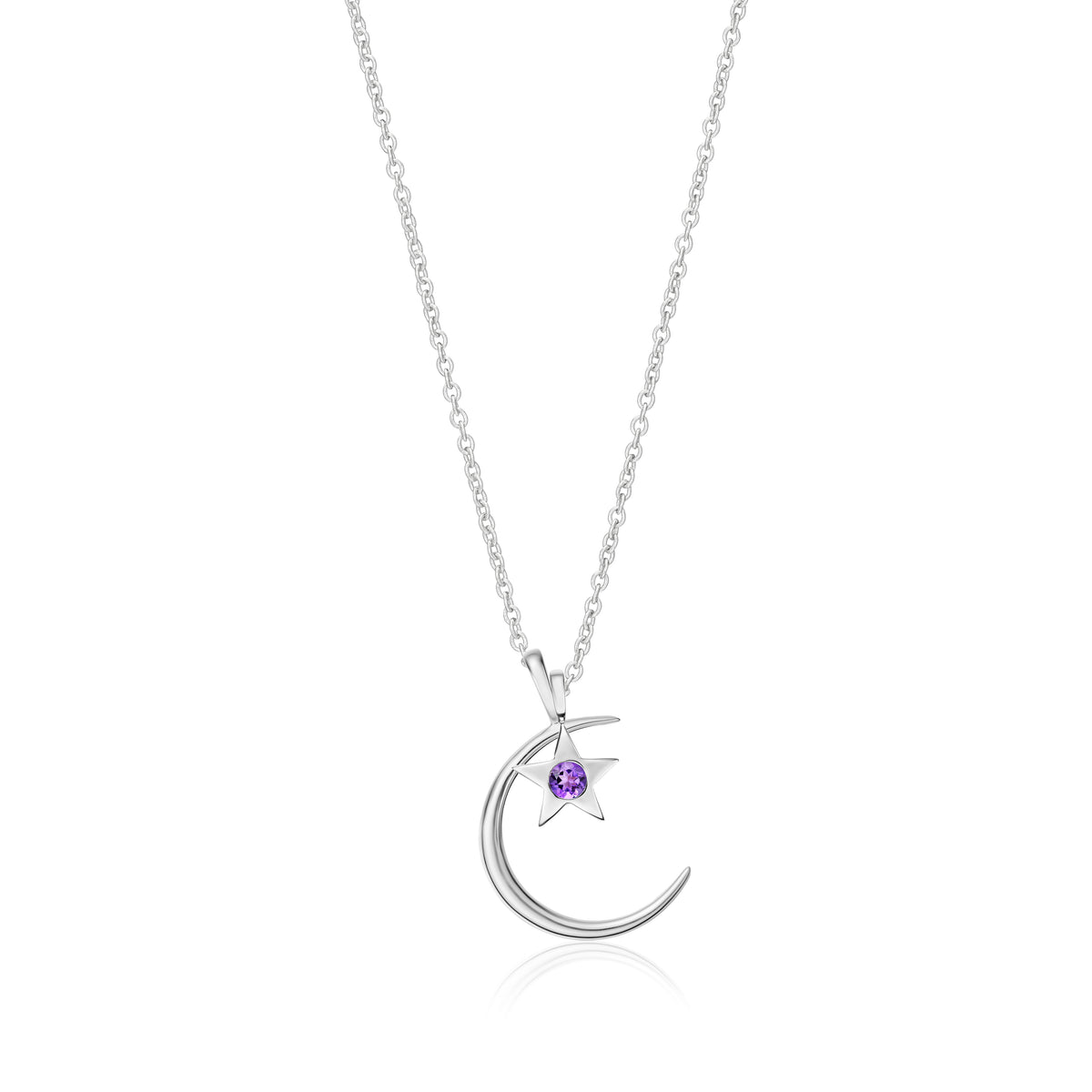 Moon & Stars Birthstone Charm Necklace