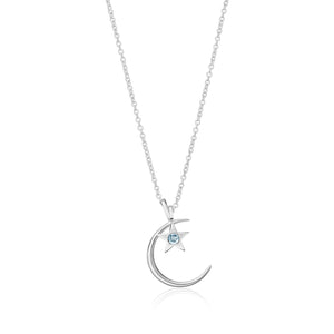 Moon & Stars Birthstone Charm Necklace