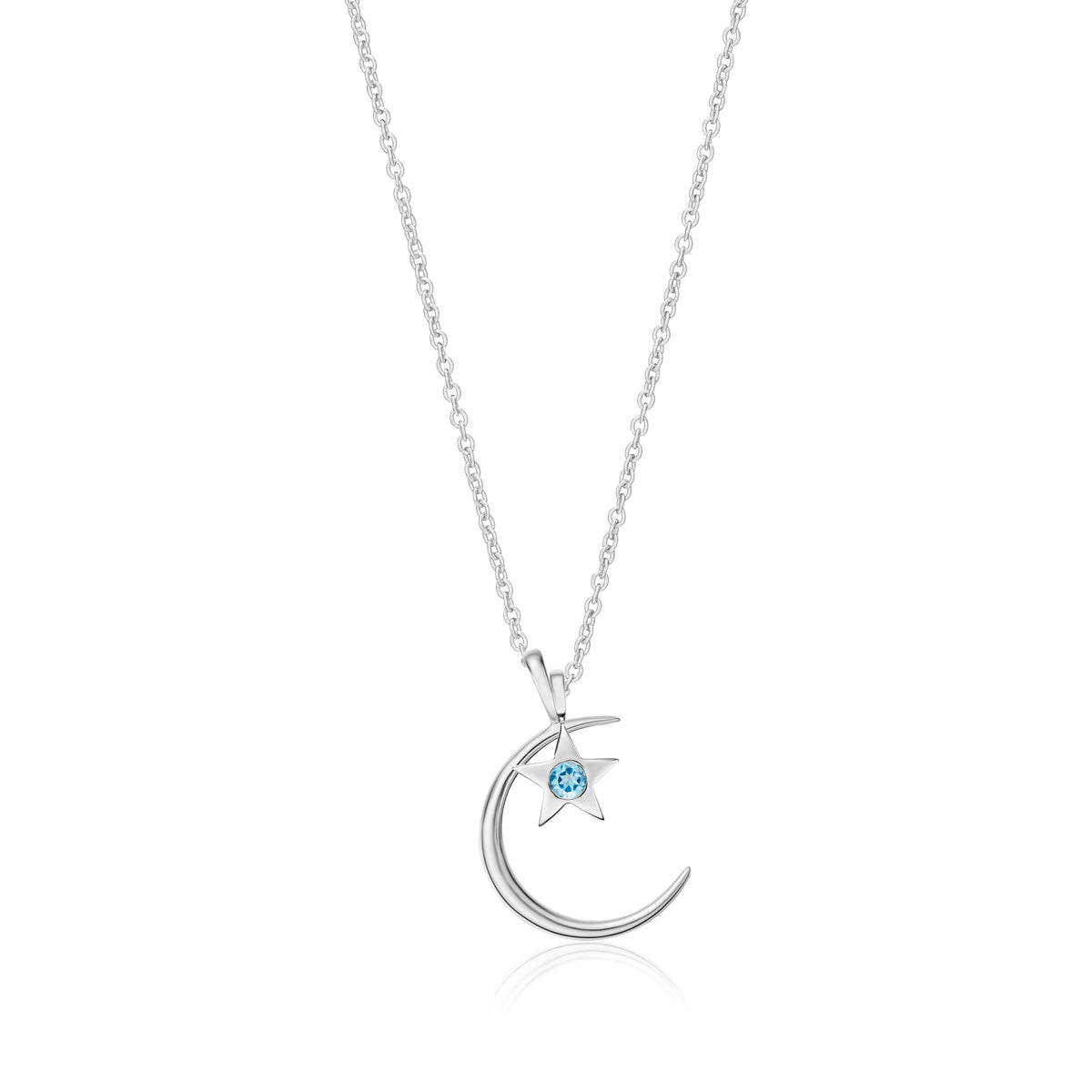 Moon & Stars Birthstone Charm Necklace