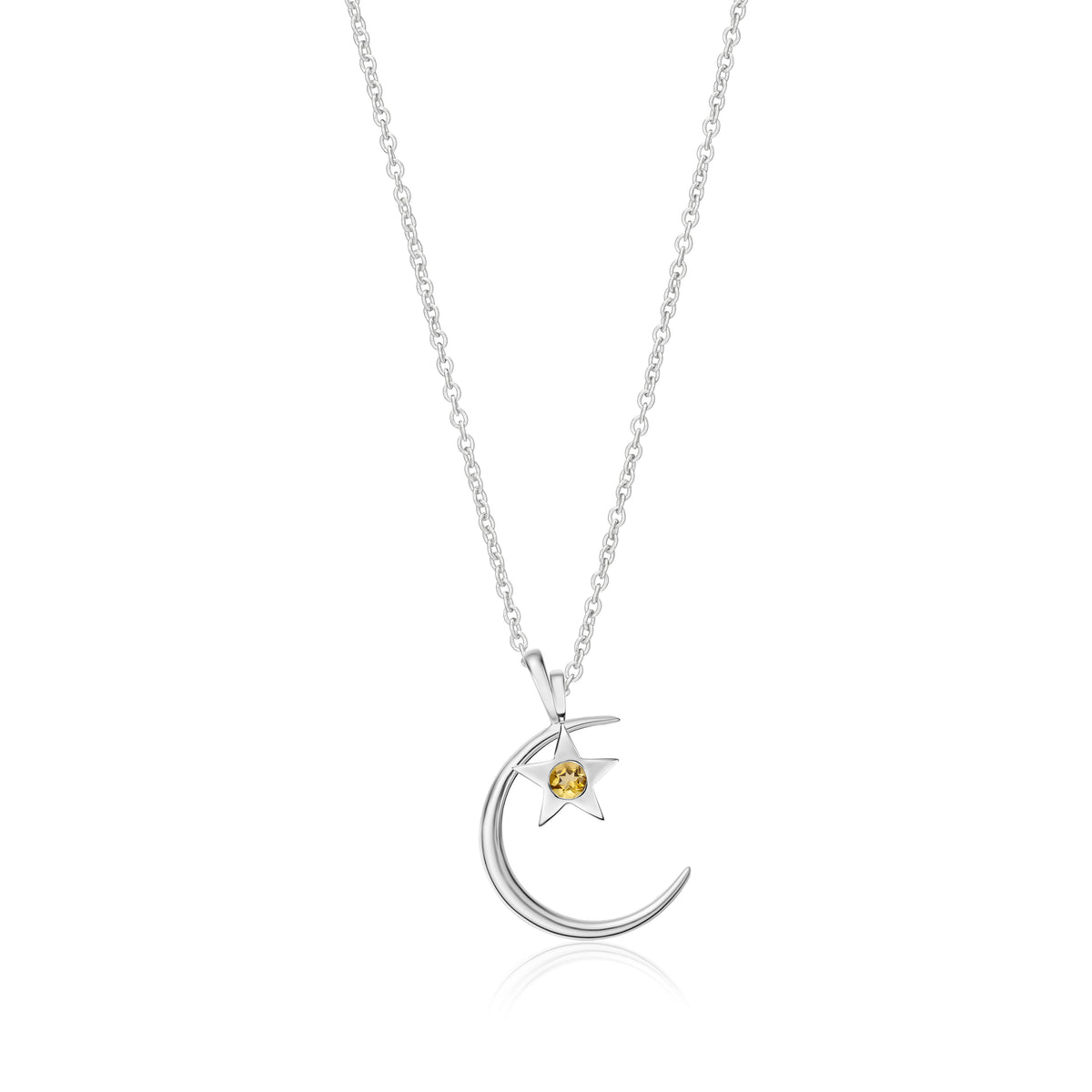 Moon & Stars Birthstone Charm Necklace