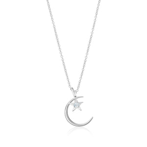 Moon & Stars Birthstone Charm Necklace