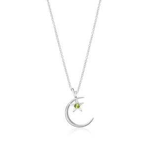 Moon & Stars Birthstone Charm Necklace