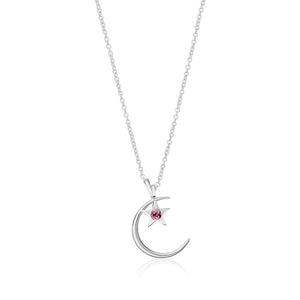 Moon & Stars Birthstone Charm Necklace