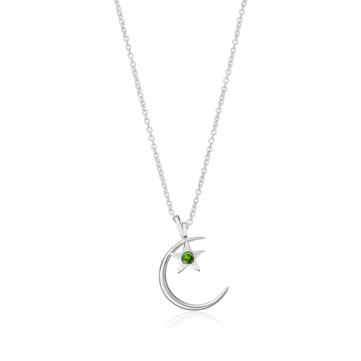 Moon & Stars Birthstone Charm Necklace