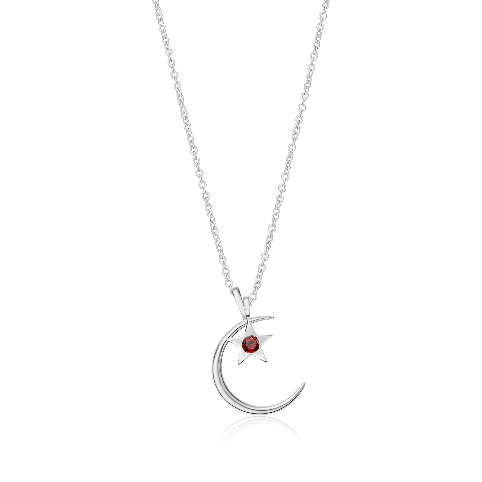 Moon & Stars Birthstone Charm Necklace