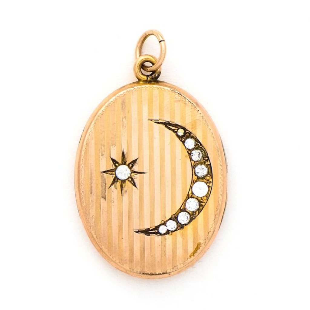Pinstripe Moon & Star Locket