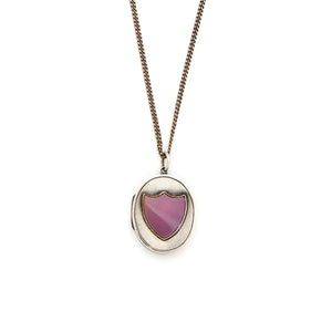 1909 English Sterling Silver Carnelian Shield Locket