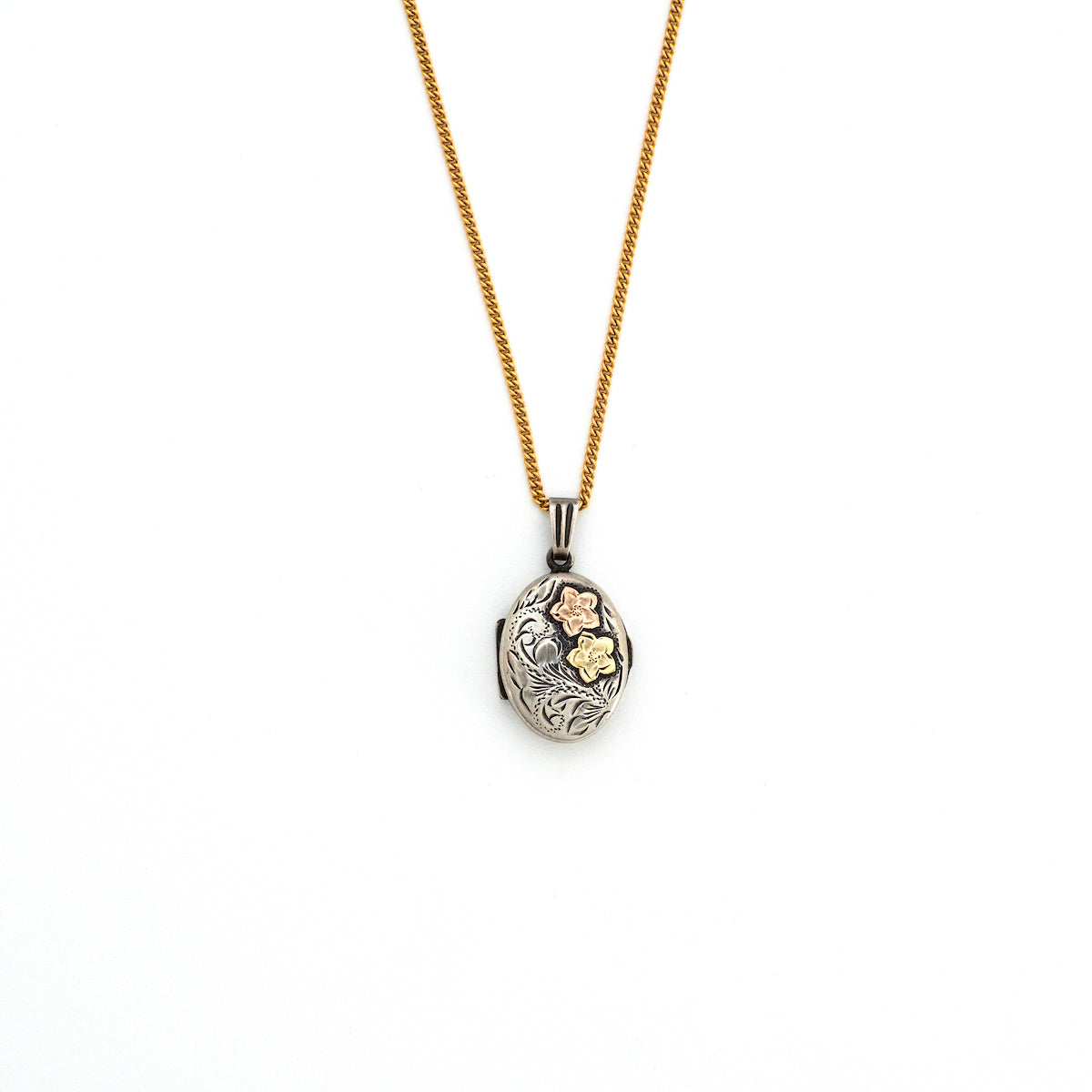 Tri-Metal Floral Locket