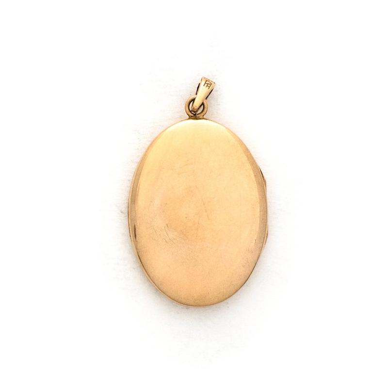 Solid 10K Floral Stripe Oval Locket