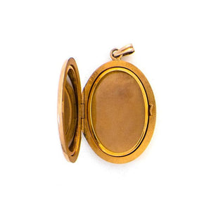 Solid 10K Floral Stripe Oval Locket