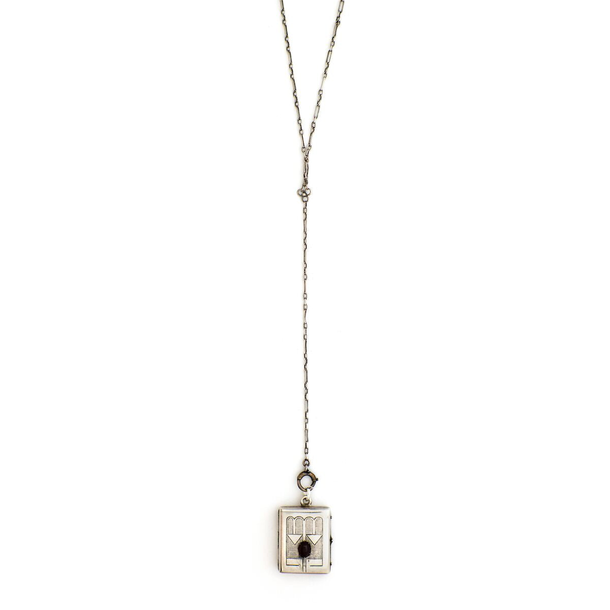Deco silver & garnet book locket