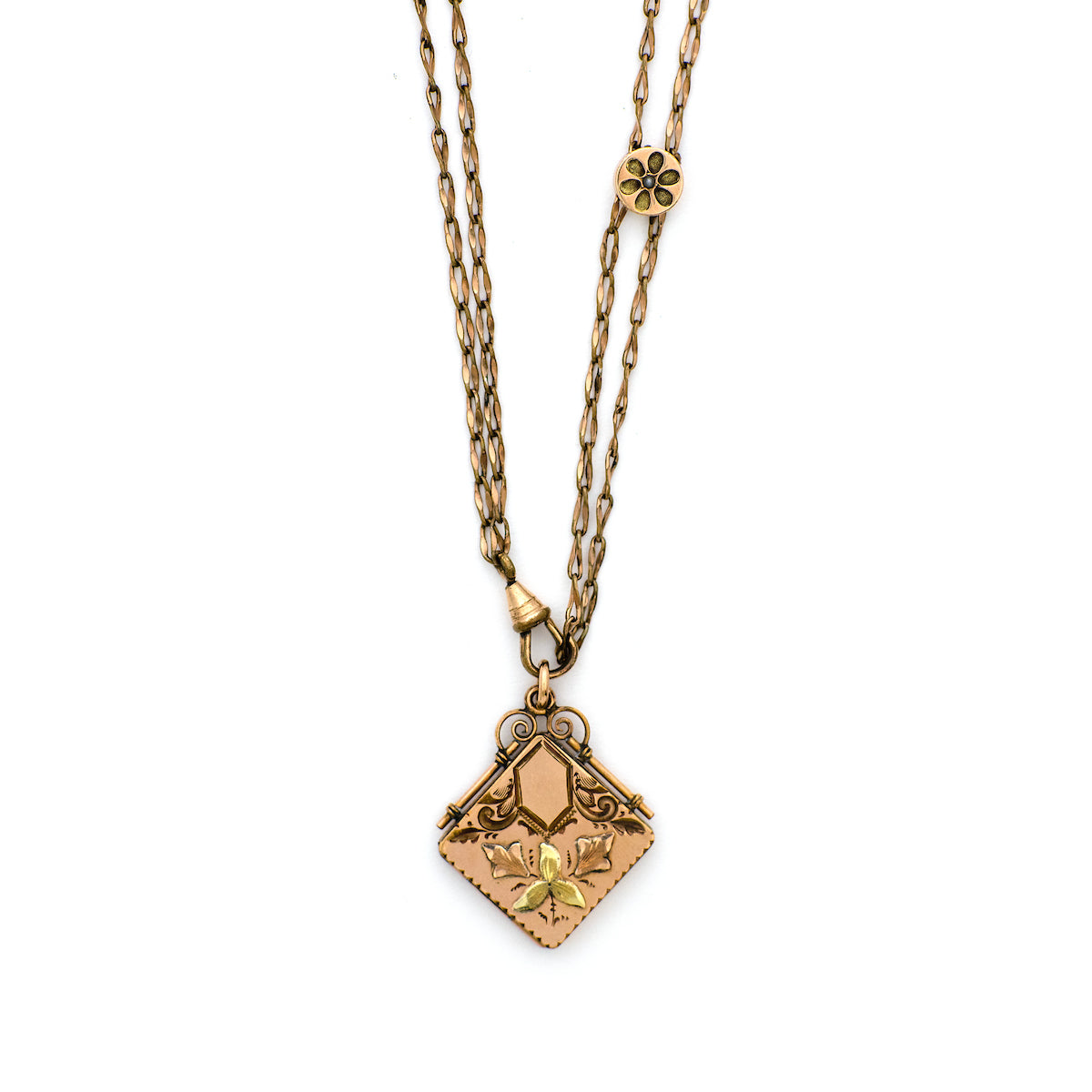 Rosy Gold Engraved Floral Locket