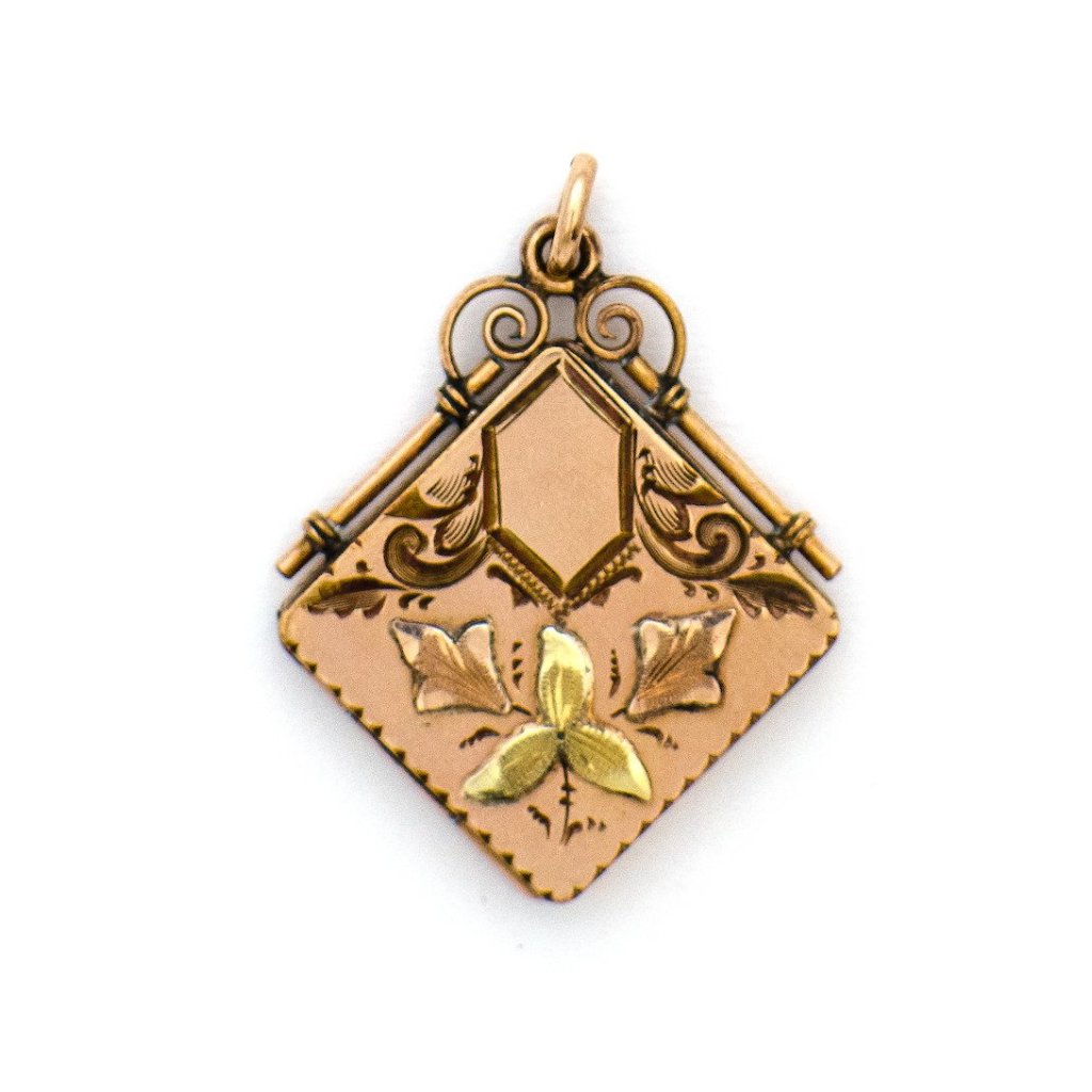 Rosy Gold Engraved Floral Locket