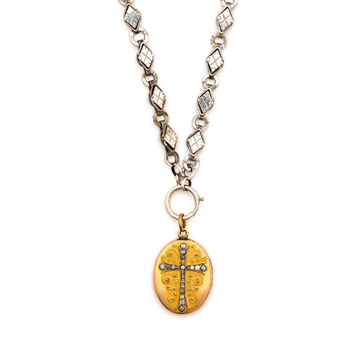 Ornate Oval Cross Locket
