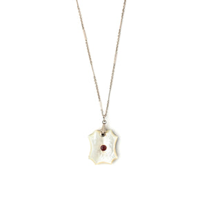 Deco Garnet and Mother of Pearl Locket