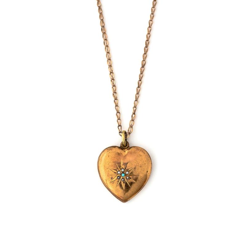 Turquoise Starburst Heart Locket