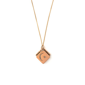 Solid 14K and Diamond Moon and Star Locket
