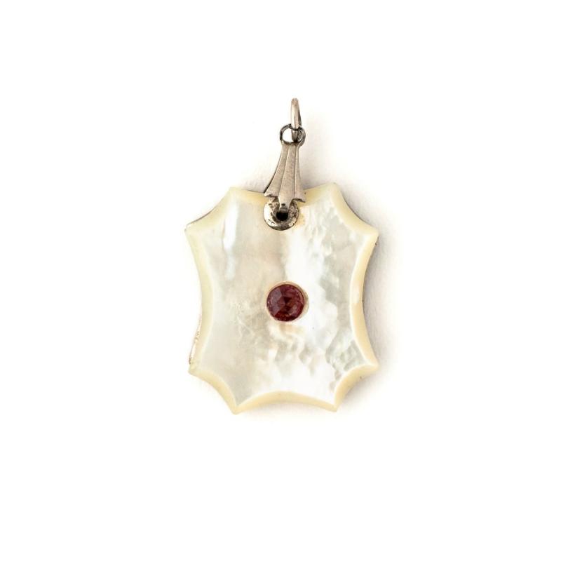 Deco Garnet and Mother of Pearl Locket