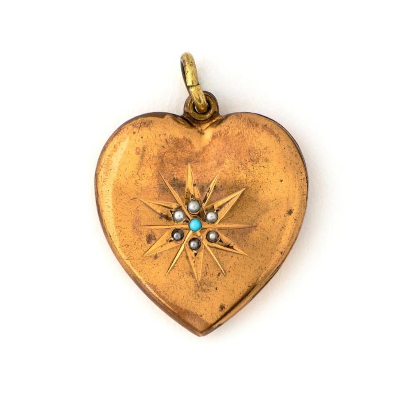 Turquoise Starburst Heart Locket