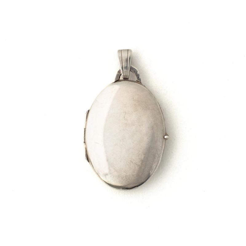 Mid-Century Silver Oval Locket