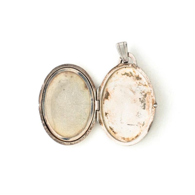 Mid-Century Silver Oval Locket