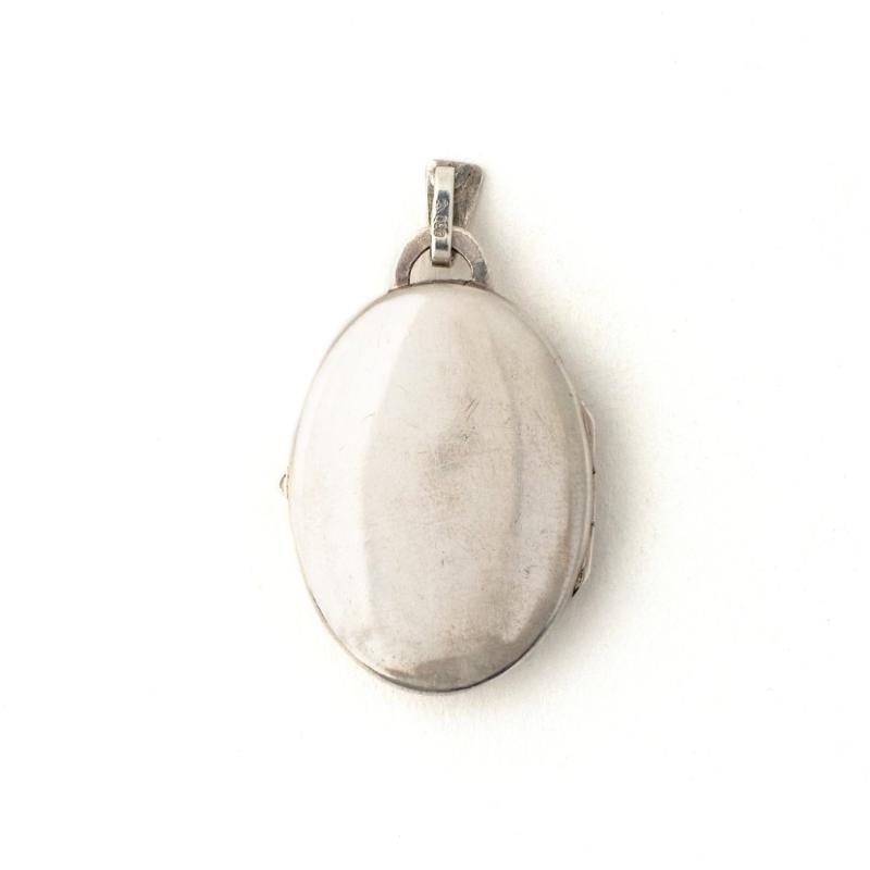 Mid-Century Silver Oval Locket