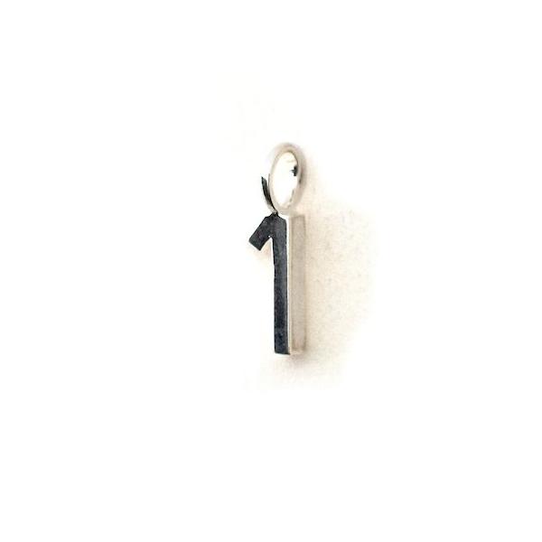 Polished Silver Number 1 Charm - Classic