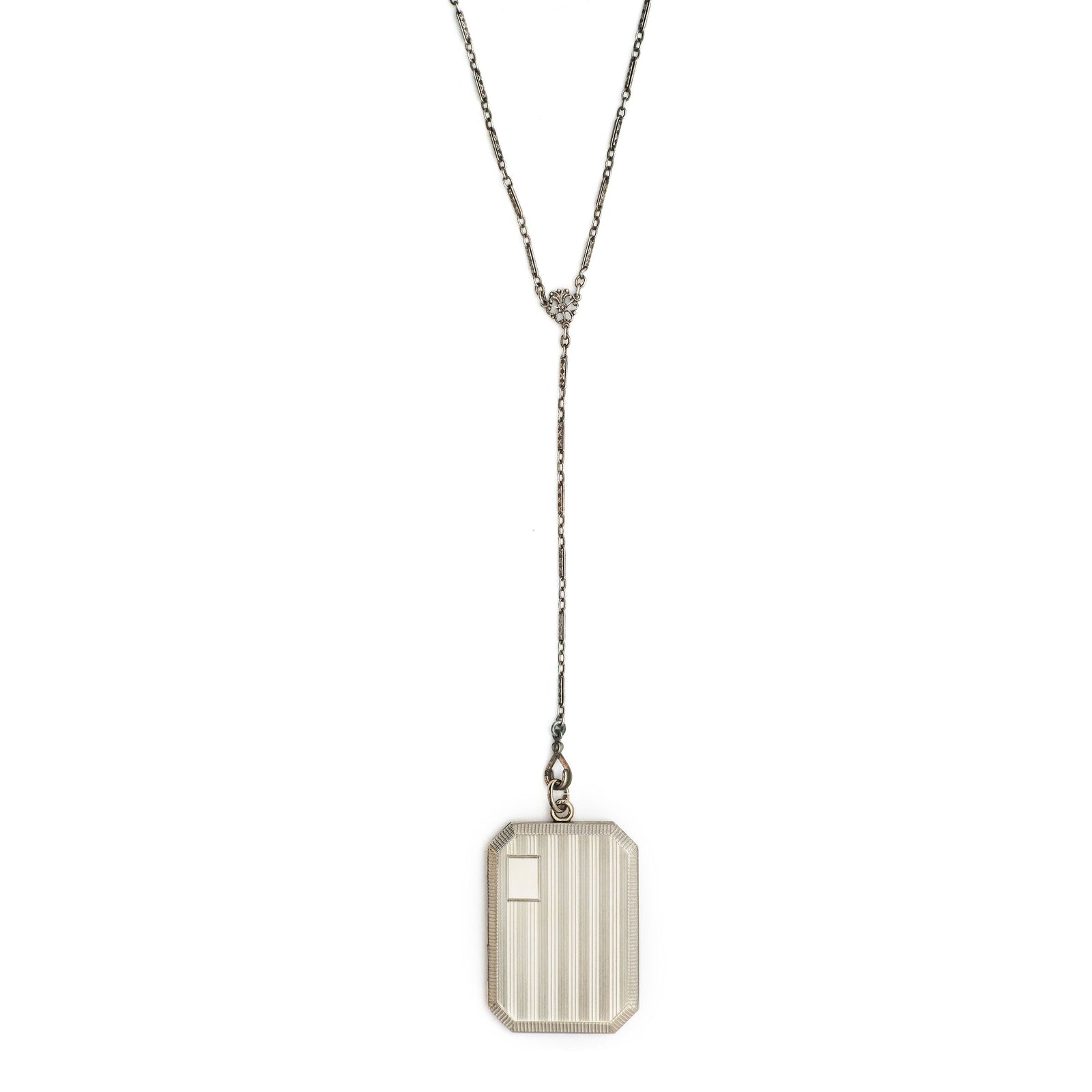 Deco Pinstripe Rectangle Locket